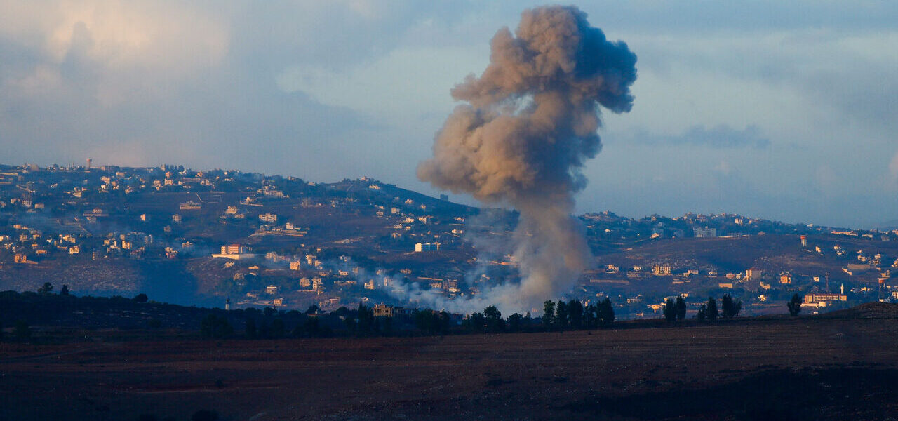 Smoke billows from the site of an Israeli airstrike in Adshit, near the Lebanon-Israel border.