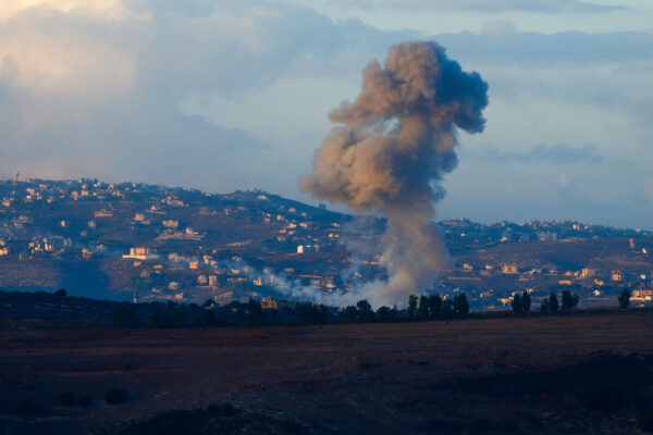 Smoke billows from the site of an Israeli airstrike in Adshit, near the Lebanon-Israel border.