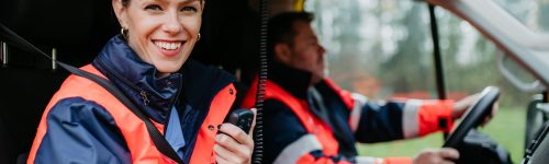 Two people emergency response team on their way to support an emergency.